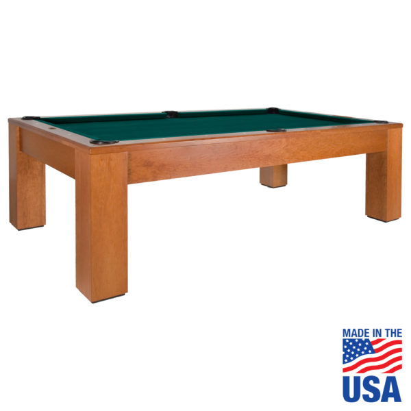 A pool table with an american flag on it.