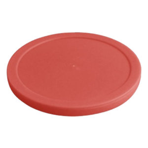 A red lid for a plastic bowl.