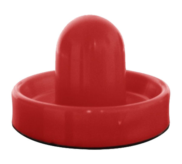 A red plastic bowl with a lid on top.