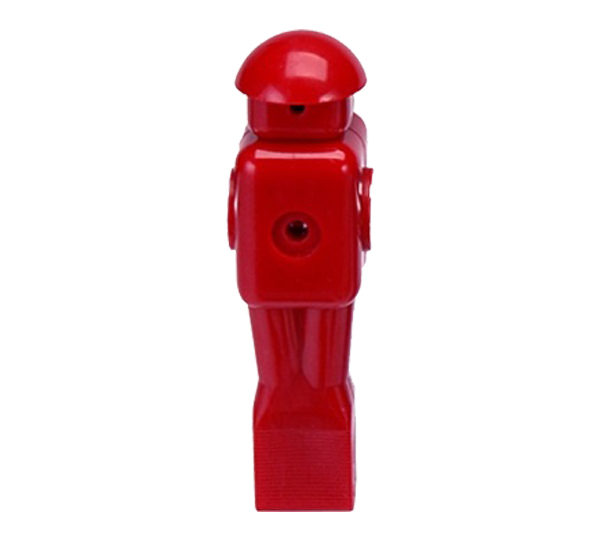 A red robot shaped pepper mill.