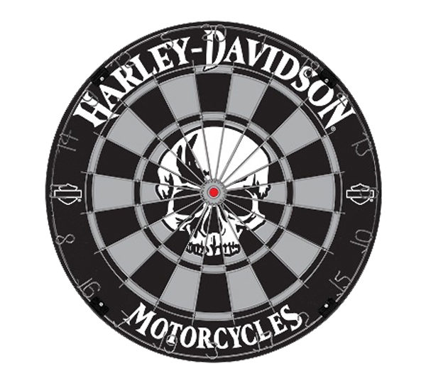 A harley davidson logo with a skull in the center.