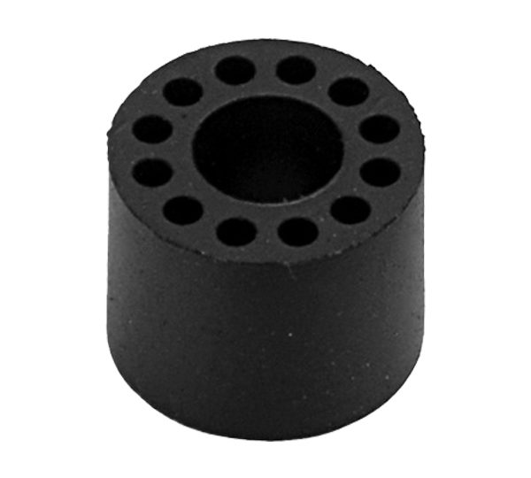 A black cylinder with holes in it.