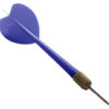 A blue plastic and metal dart with a wooden tip.