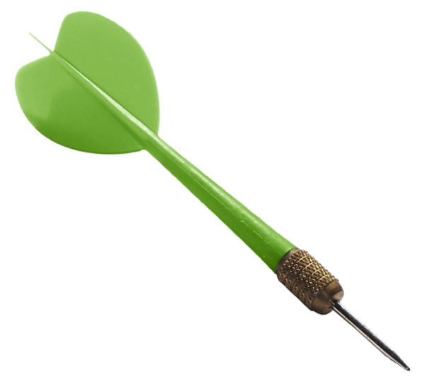 A green plastic dart with a wooden tip.