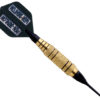 A black and gold darts with the words " ace worker ".