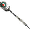 A black and silver metal stick with a red, white and green design.