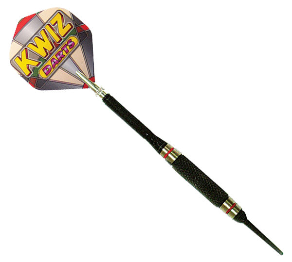 A black and red dart board with a white handle