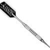 A silver and black darts with the word " savvis ".