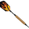 A black and gold flame design dart