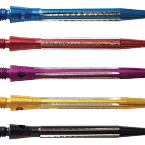 A group of five different colored pencils.