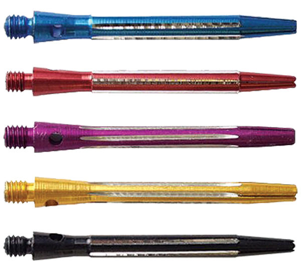 A group of five different colored pencils.