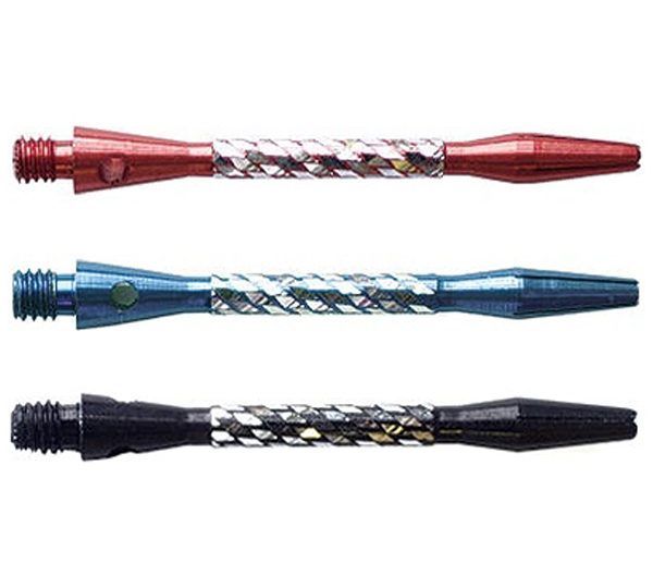 Three different colored darts are shown in a row.