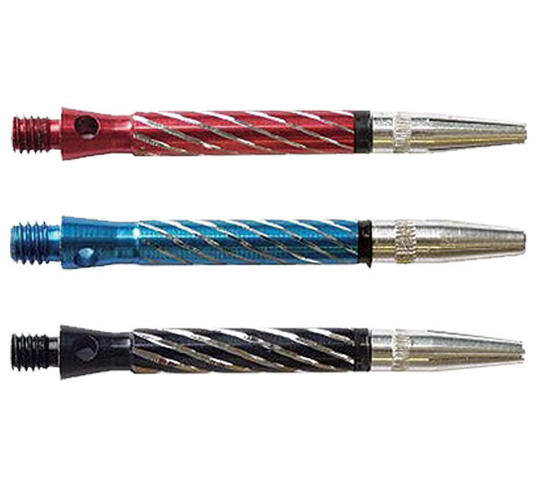 Three pens are shown in different colors and designs.