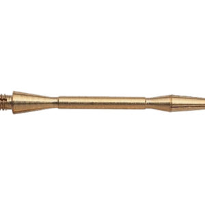 A gold colored metal pipe with a handle.