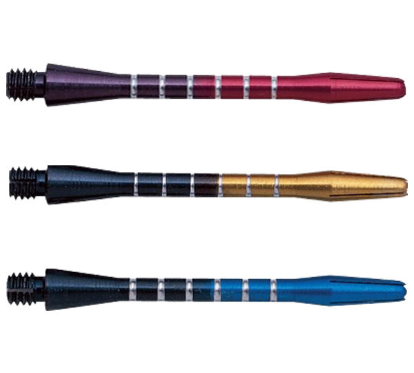 A group of three different colored darts.