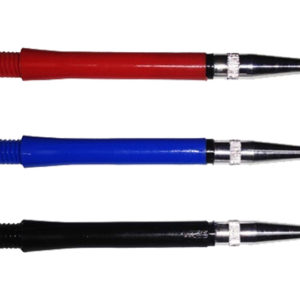 Three different colored pens are shown side by side.