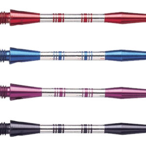 A set of four different colored darts.