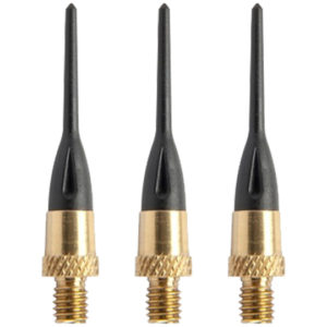 Three black and gold plastic needles with a metal tip.