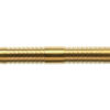 A gold colored metal rod with ridges on it.