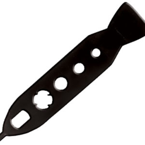 A black plastic knife with five holes in it.