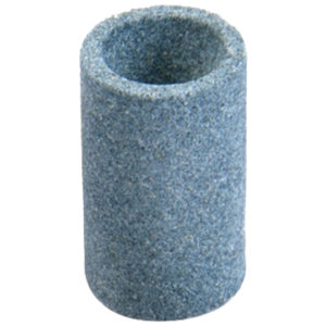 A blue cylinder shaped grinding stone.