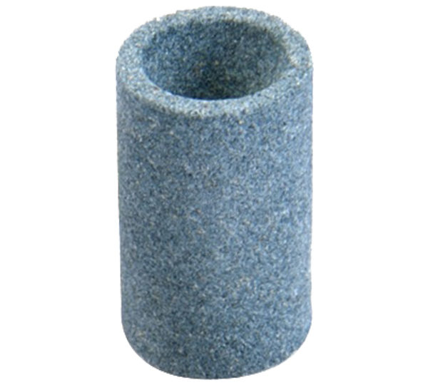 A blue cylinder shaped grinding stone.