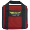 A red and black bag with the words lakewood on it.