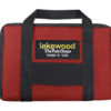 A red and black bag with the words lakewood made in usa on it.