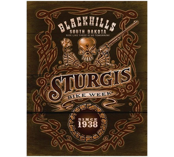 A poster of sturgis motorcycle rally in blackhills, south dakota.