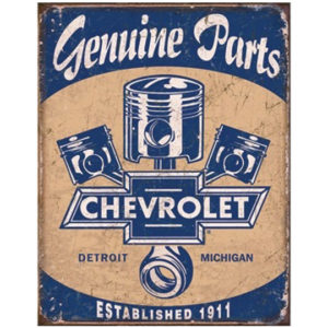 A sign that says genuine parts chevrolet.