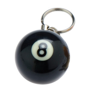 A black ball with the number eight on it.