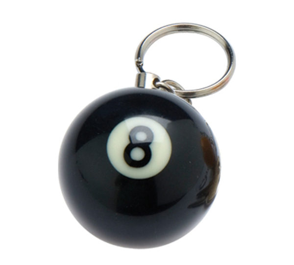 A black ball with the number eight on it.