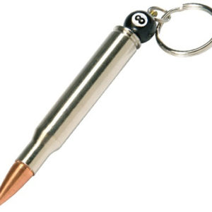 A bullet keychain with a ball point pen.