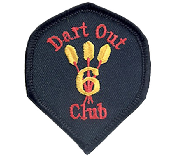 A black patch with three darts on it.