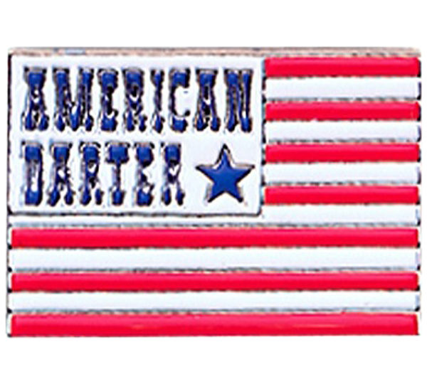 A red white and blue american flag with the words " american dartex ".