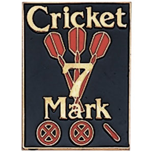 A pin that says cricket 7 mark on it