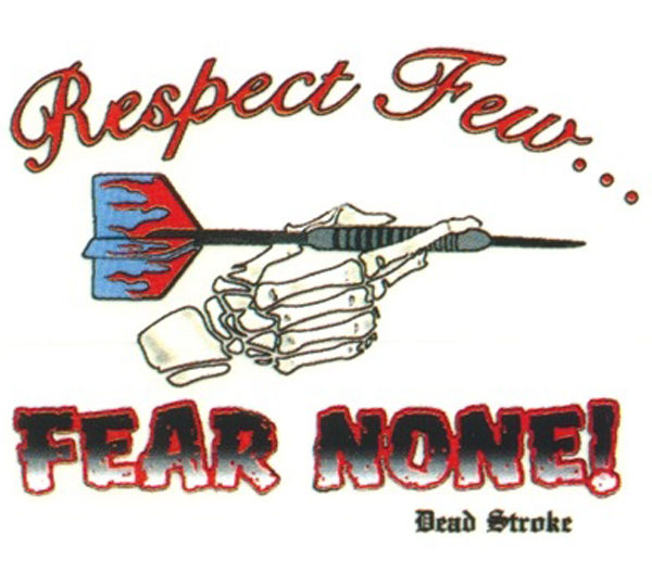 A picture of a t-shirt with the words " fear none !" on it.