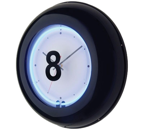 A clock with the number eight on it