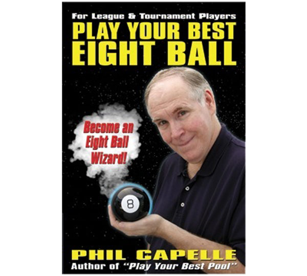 A book cover with a man holding an eight ball.