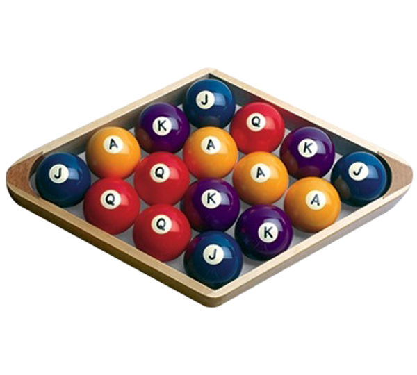 A wooden tray with colorful balls in it.