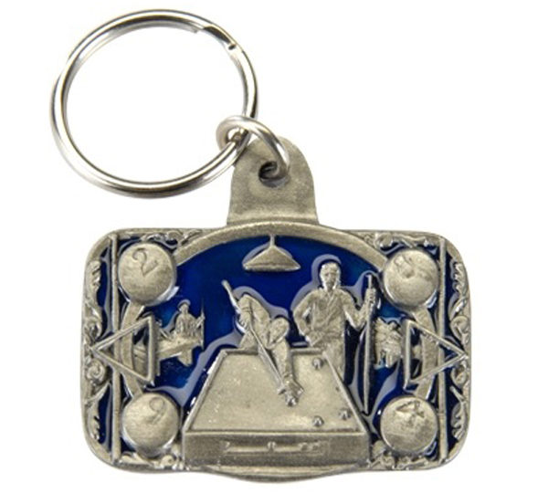 A key chain with a picture of jesus and the apostles.