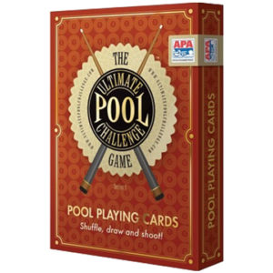 A red box with the words " pool playing cards."