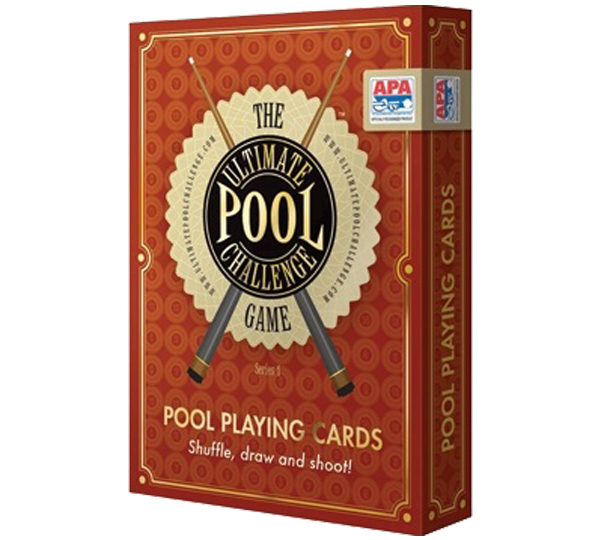 A red box with the words " pool playing cards."