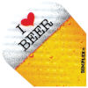 A beer shaped card with the words " i love beer ".