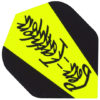 A yellow and black picture of a feather.