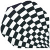 A black and white checkered pattern on a paper plate.