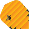 A yellow and black bee is on the side of a board