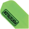 A neon green plastic material with a black lettering.