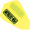 A yellow plastic with a black and white sticker on it