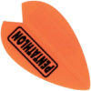 A neon orange plastic wing with the word " patience ".